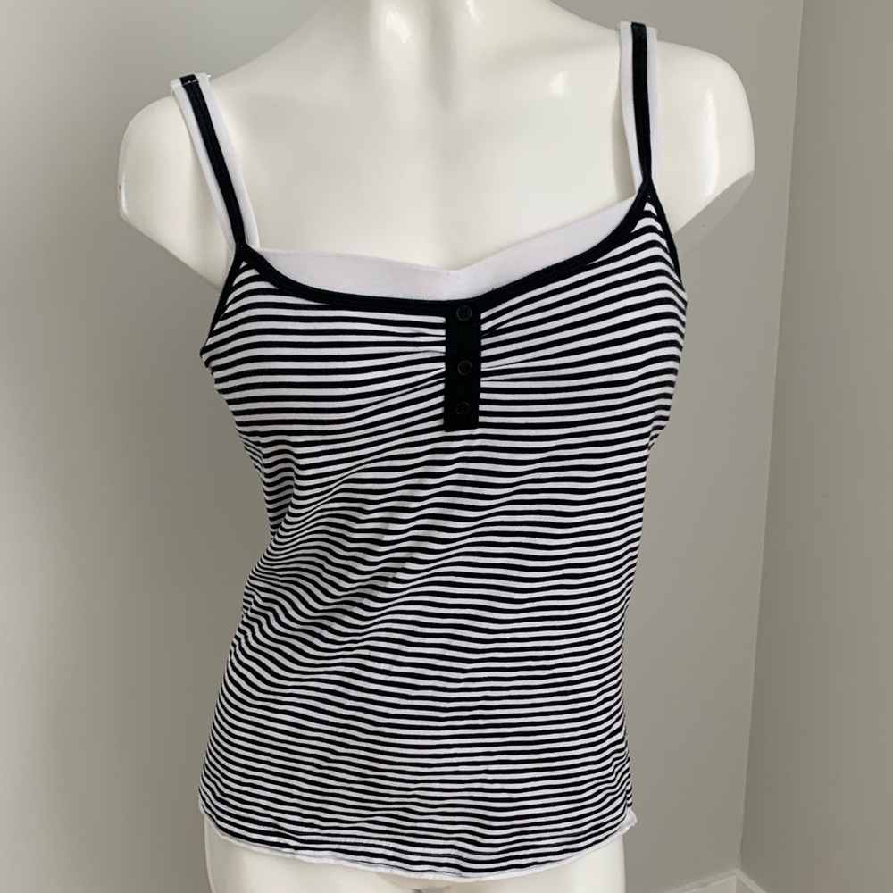 Bra top white & black striped tank